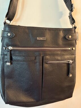 Rosetti Black Pebbled Leather Shoulder Crossbody Bag